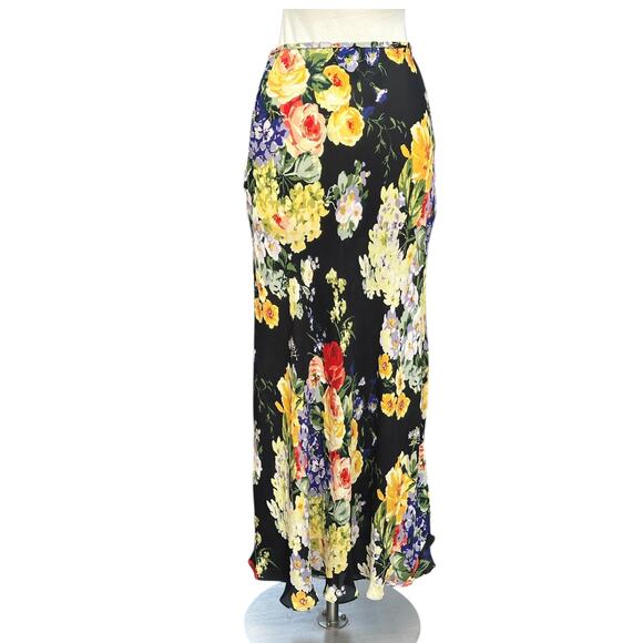 Vintage Y2K Ellen Tracy Silk Floral Maxi Skirt Size 2 Whimsygoth Cottage fairy - Picture 3 of 12
